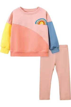 Stylecast Girls Pink Colourblocked Pure Cotton T-shirt With Leggings