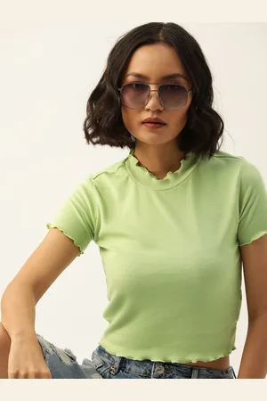 Kook N Keech Mint Green Ribbed Crop Top