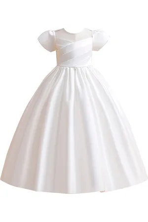 Stylecast Girls White Puff Sleeves Fit & Flare Maxi Dress