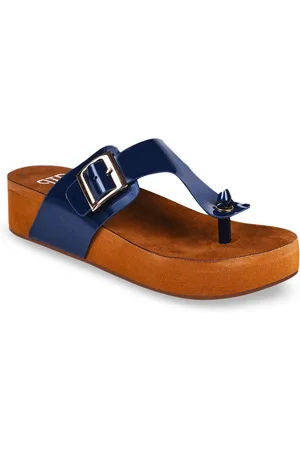 THE WHITE POLE Buckle Detail Open Toe Flatform Heels