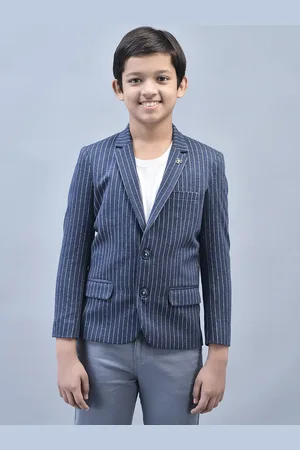 Crimsoune Club Boys Striped Single Breasted Blazers