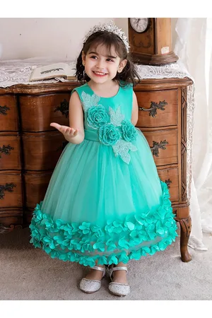 Stylecast Girls Green Embellished Fit & Flare Midi Dress