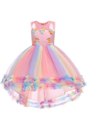 Stylecast Girls Pink Colourblocked Ruffled Fit & Flare Midi Dress