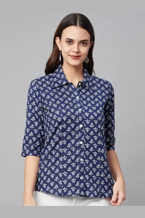 Kalini Comfort Floral Printed Spread Collar Three-Quarter Sleeves Cotton Casual Shirt
