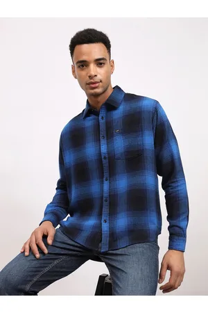 Lee Relaxed Tartan Checked Spread Collar Long Sve Pocket Cotton Casual Shirt
