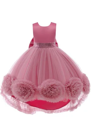 Stylecast Girls Pink Corsage Detail Net Gown Dress