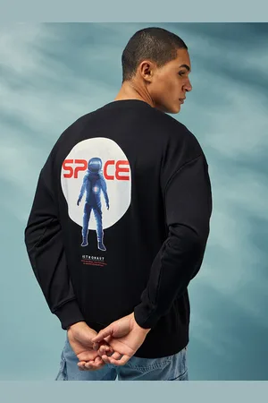 Bewakoof Black Official Nasa Graphic Printed Oversized Pullover Sweatshirt