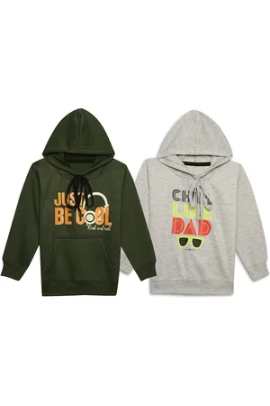 VIMAL JONNEY Kids Pack Of 2 Typography Printed Hooded Cotton Fleece Pullover Sweatshirts