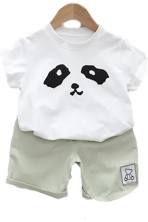 Stylecast Kids White Printed Pure Cotton T-shirt With Shorts Clothing Set