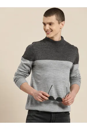 HERE&NOW Men Colourblocked Acrylic Pullover