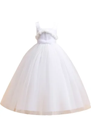Stylecast Girls White Square Neck Sleeveless Layered Gown Maxi Dress