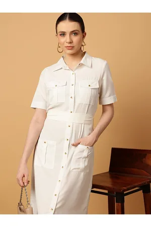 MINT STREET Pocket Detailing Shirt Style Midi Dress