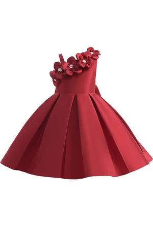 Stylecast Girls Maroon One Shoulder Fit & Flare Mini Dress