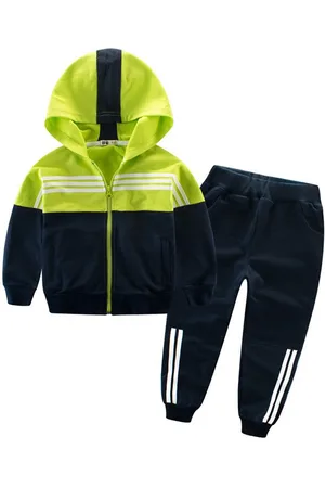 Stylecast Boys Green & Black Colourblocked Hooded Pure Cotton Coat with Jogger