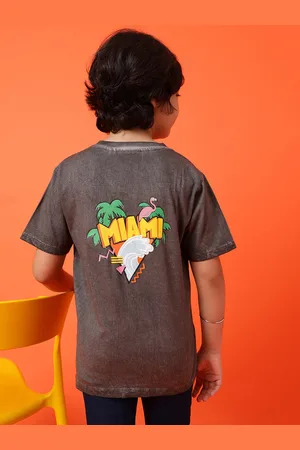 TALES & STORIES Boys Charcoal Tropical Applique T-shirt