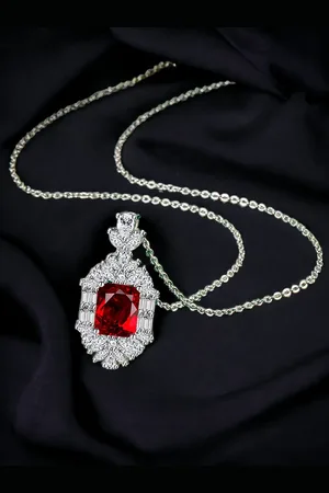 Designs & You Silver-Plated Cubic Zirconia-Studded Rectangular Shape Pendant With Chain