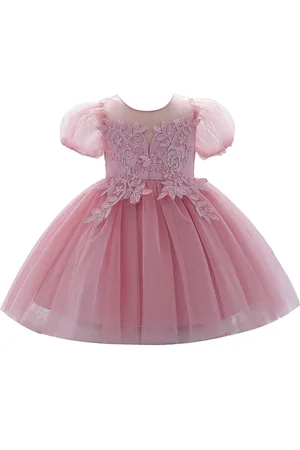 Stylecast Girls Pink Floral Embellished Gathered Detailed Fit & Flare Dress