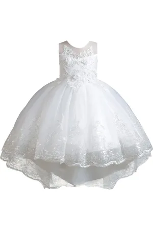 Stylecast Girls White Floral Embellished Fit and Flare Balloon Dress
