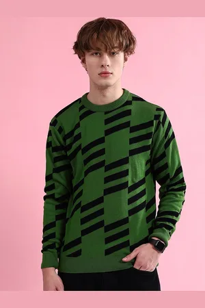 The Indian Garage Co Geometric Printed Long Sleeves Acrylic Pullover Sweater