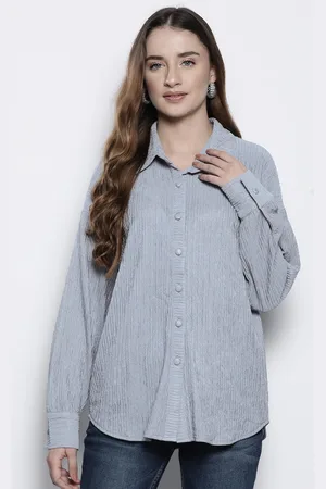 Boohoo Solid Crinkled Relaxed Fit Shirt