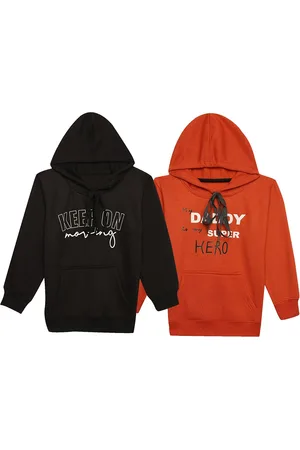 VIMAL JONNEY Unisex Kids Pack Of 2 Typography Printed Hooded Fleece Sweatshirt