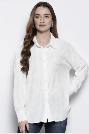 Boohoo Solid Crinkled Relaxed Fit Shirt