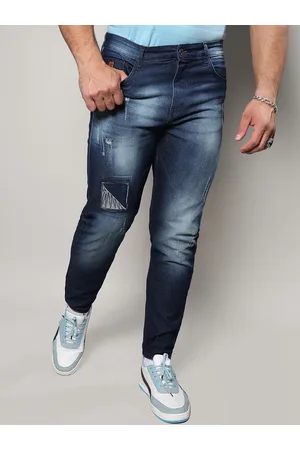 Instafab Men Jean Mildly Distressed Relaxed Fit Light Fade Stretchable Cotton Jeans