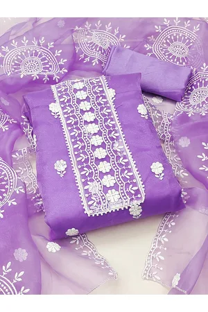 MANVAA Ethnic Motifs Embroidered Organza Unstitched Dress Material
