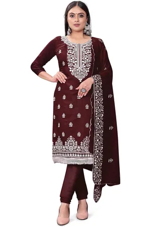 MANVAA Ethnic Motifs Embroidered Unstitched Dress Material