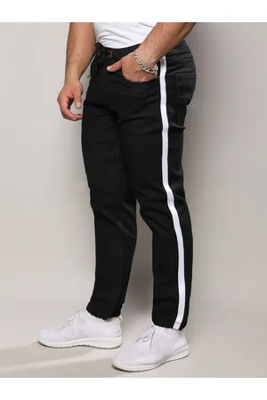 Instafab Men Jean Relaxed Fit Clean Look Side Striped Cotton Jeans