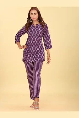 CHANSI Printed Ethnic Top With Trousers