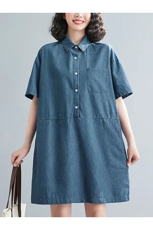 JC Mode Shirt Collar Denim Shirt Dress