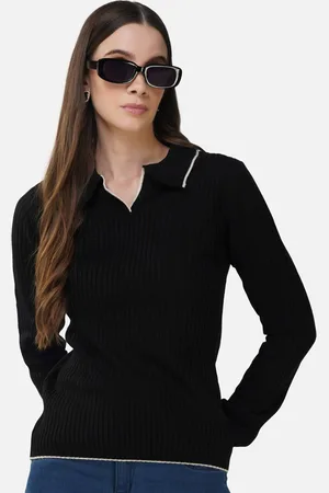 Chemistry Ribbed Shirt Collar Acrylic Pullover