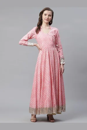 Kalini Leheriya Printed Gotta Patti Detailed Angrakha Cotton Anarkali Kurta
