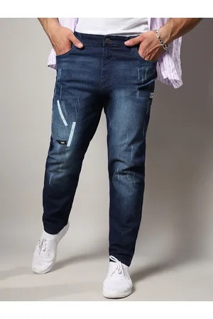 Instafab Men Jean Mildly Distressed Relaxed Fit Light Fade Stretchable Cotton Jeans