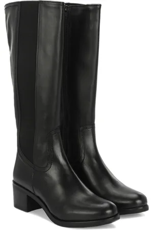 Delize Women Block Heeled Vegan Leather High-Top Chelsea Boots