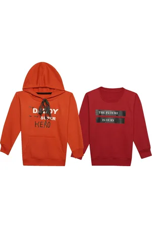 VIMAL JONNEY Kids Pack Of 2 Typography Printed Hooded Fleece Sweatshirt