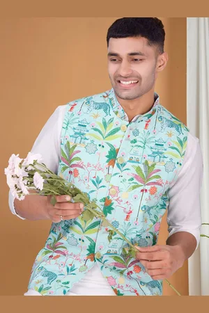 SHIWAM ETHNIX Ethnic Motif Printed Mandarin Collar Nehru Jacket
