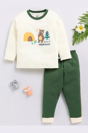 Toonyport Kids Printed Round Neck Long Sleeves Pure Cotton T-shirt with Trousers