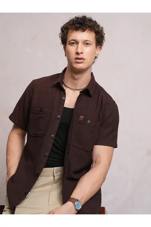 LocoMotive Textured Checked Utility Pocket Regular Shirt