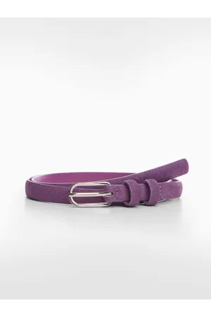 MANGO Women Leather Slim Belt