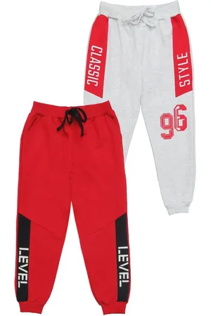 Clothe Funn Boys Pack Of 2 Typography Printed Mid-Rise Cotton Joggers