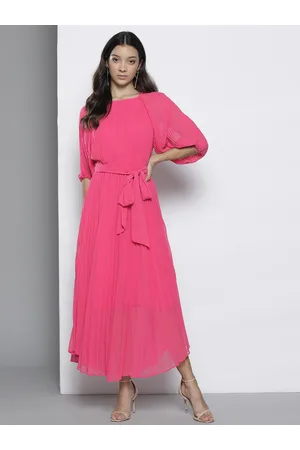 Boohoo Accordion Pleats Maxi Dress with Belt