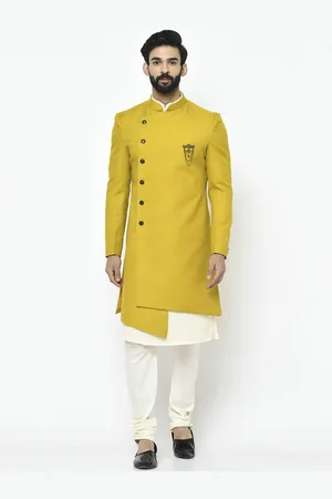 KISAH Men Solid Indowestern Sherwani Set