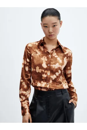 MANGO Tie-Dye Effect Satin Finish Shirt