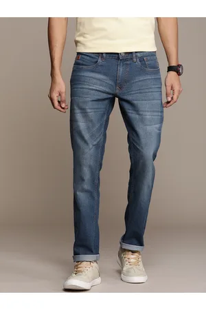 WROGN Men Mid-Rise Straight Fit Light Fade Stretchable Jeans