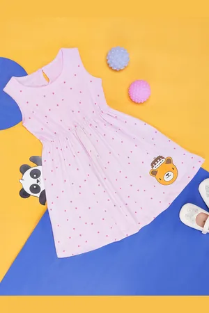 Pantaloons Girls Polka Dots Printed Cotton Fit & Flare Dress