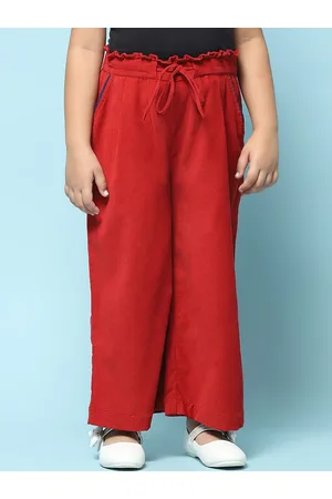 Biba Girls Relaxed Straight Leg Mid-Rise Pleated Parallel Trousers