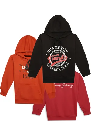 VIMAL JONNEY Kids Pack Of 3 Typography Printed Cotton Fleece Sweatshirt