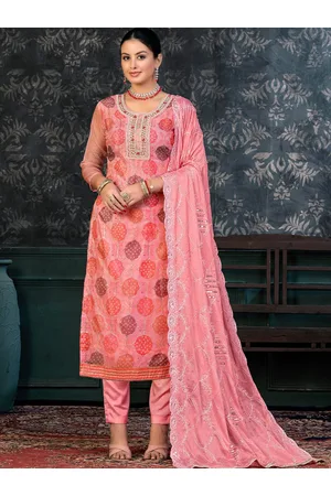 Kalini Ethnic Motifs Printed Sequinned Detailed Organza Unstitched Dress Material